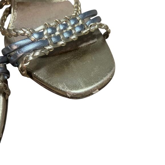 Y2K Prada Gold and Silver Metallic Heels Size 8 38.5 - Picture 6 of 11